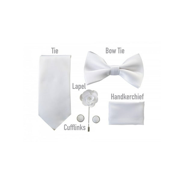 Berlioni Men's Microfiber Tie Bowtie Lapel Pocket Square Cufflinks Gift Set Box Berlioni Men's Microfiber Tie Bowtie Lapel Pocket Square Cufflinks Gift Set Box